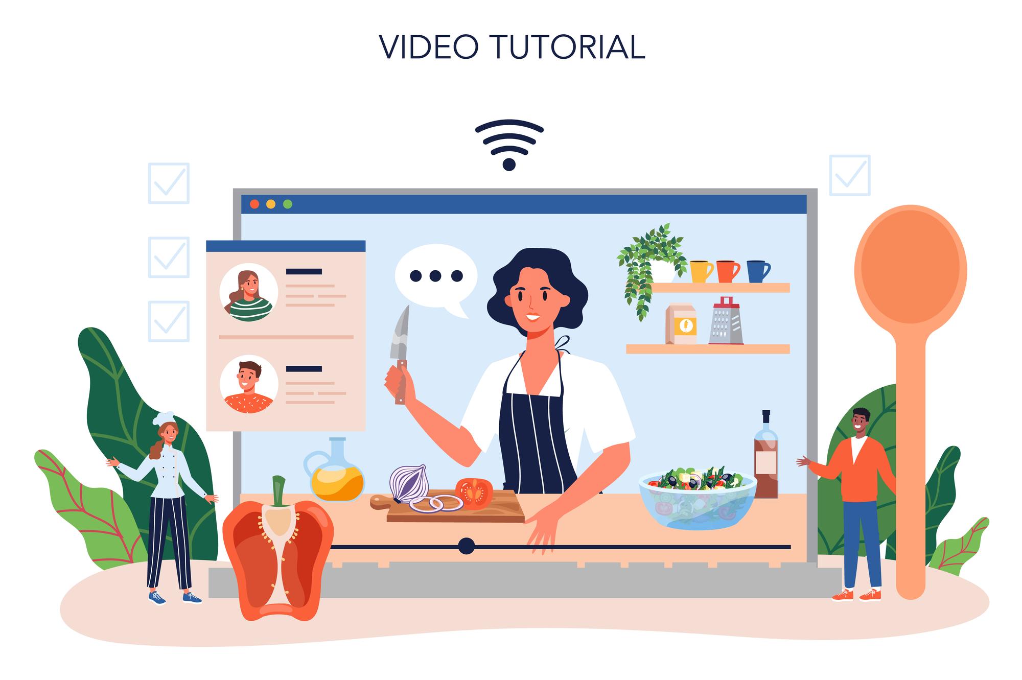Scena di consulenza online tra chef e allievo